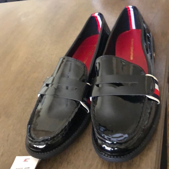 tommy hilfiger black leather shoes